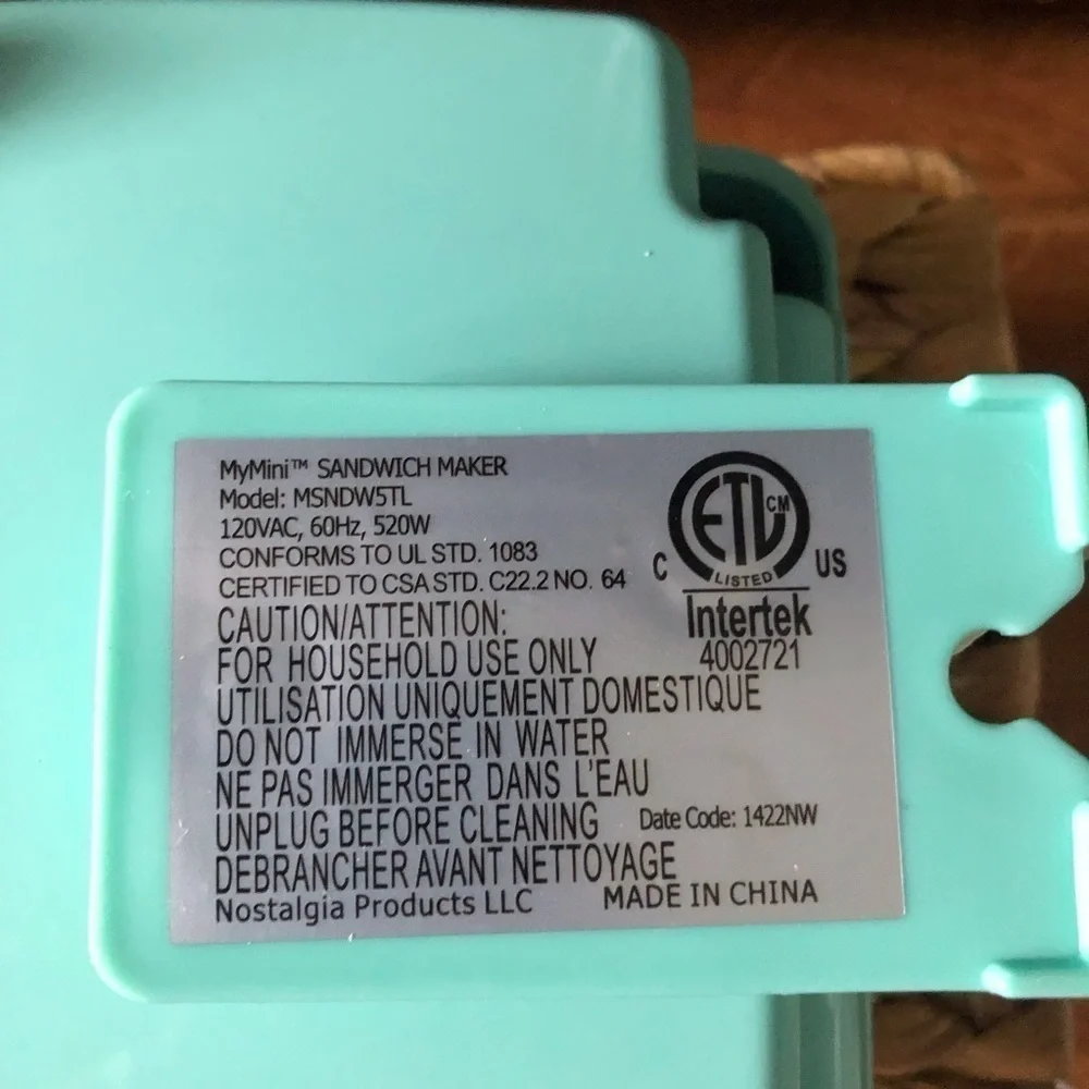 Nostalgia Teal My mini sandwich maker